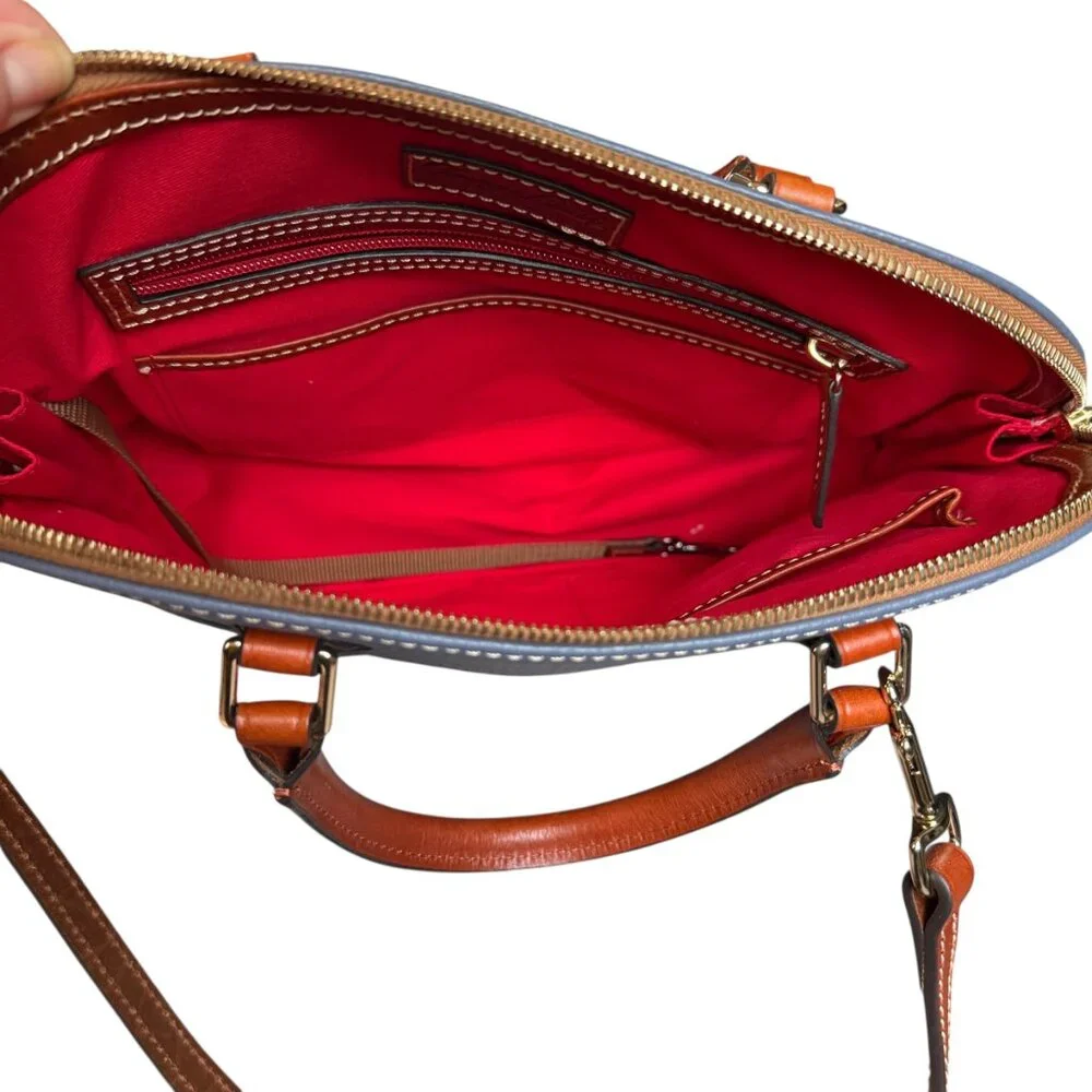 Dooney & Bourke pebble grain zip zip leather satchel crossbody blue